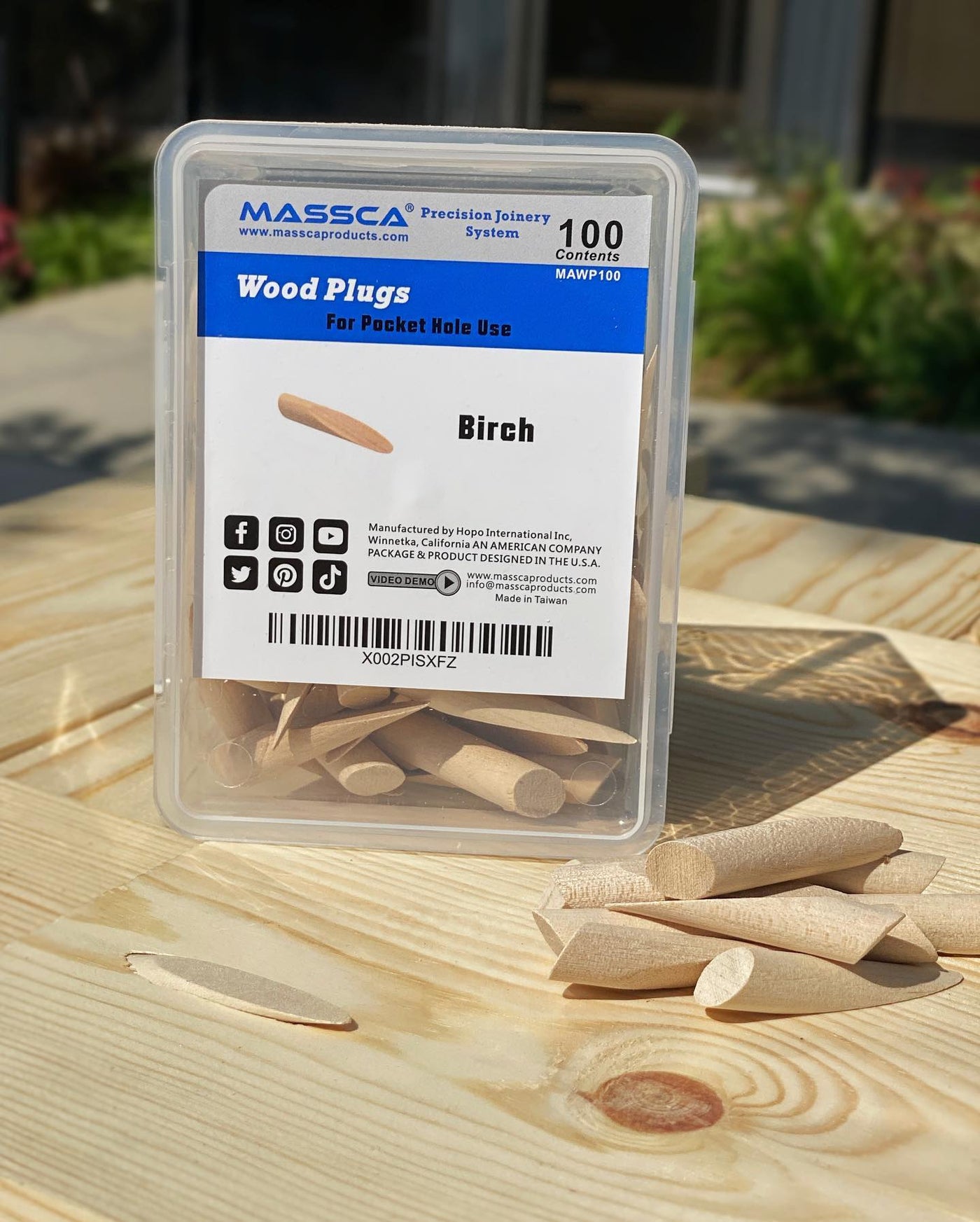 Birch Pocket Hole Wood Plugs - Pack of 100