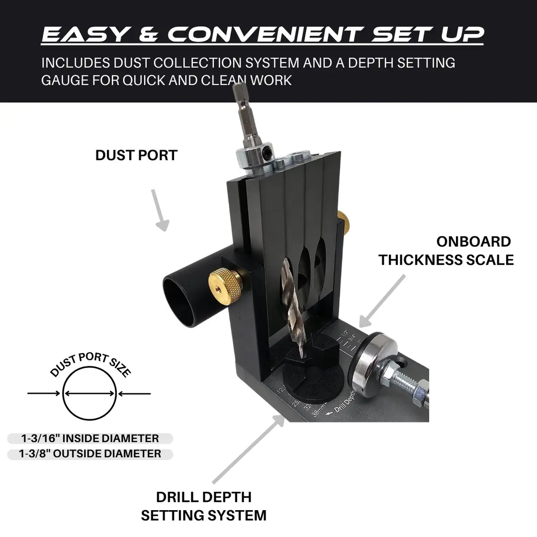Massca M1 Aluminum Pocket Hole Jig System  (Upgraded Triple Pilot Hole ) Massca products