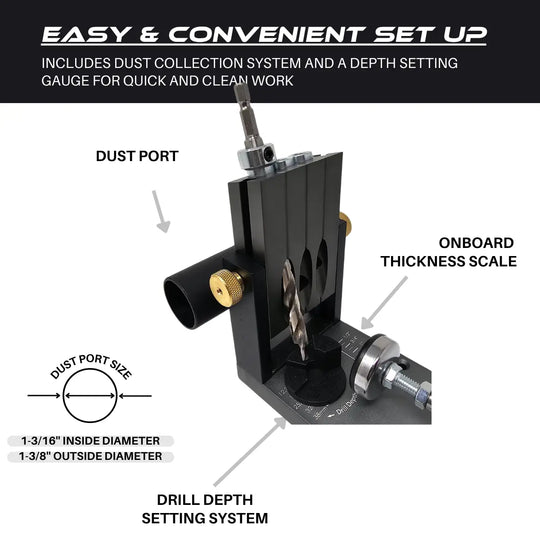 Massca M1 Aluminum Pocket Hole Jig System  (Upgraded Triple Pilot Hole ) Massca products