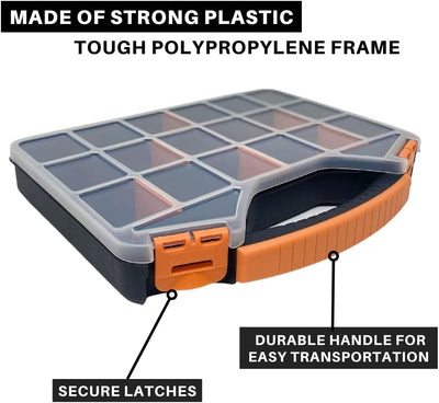 Hardware Organizer box with dividers - 18 Compartments.