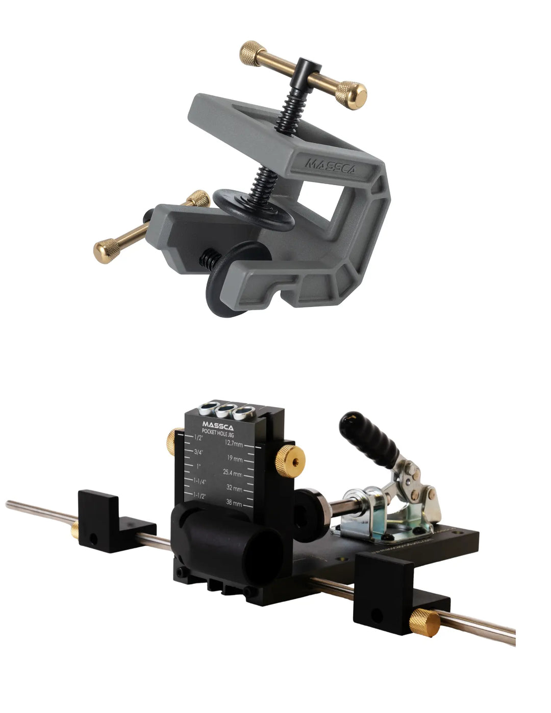 Massca Dual Action Case Clamp + M2 Pro Aluminun Pocket Hole Jig Massca Products