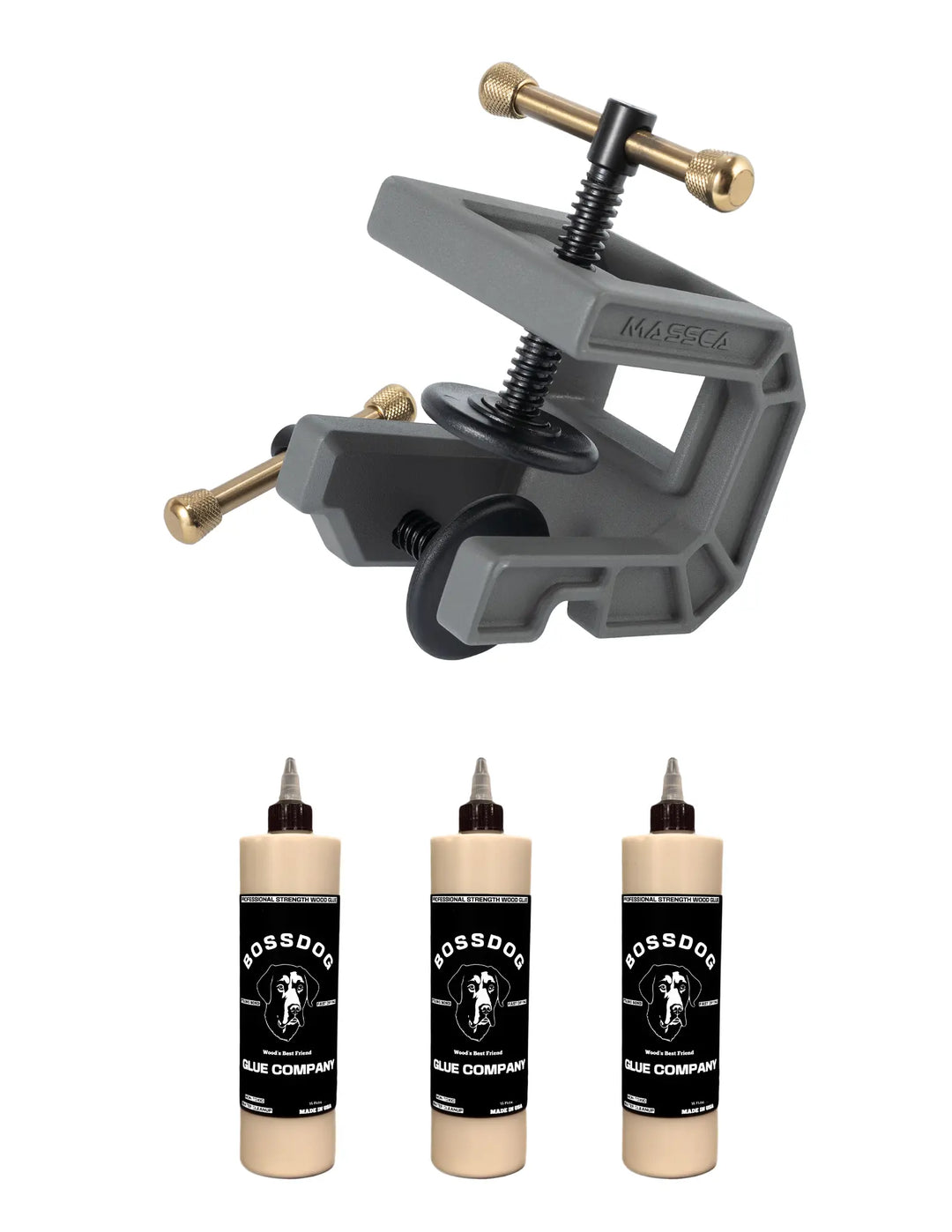 Massca Dual Action Case Clamp + Boss Dog Wood Glue 16 Fl Oz - Products