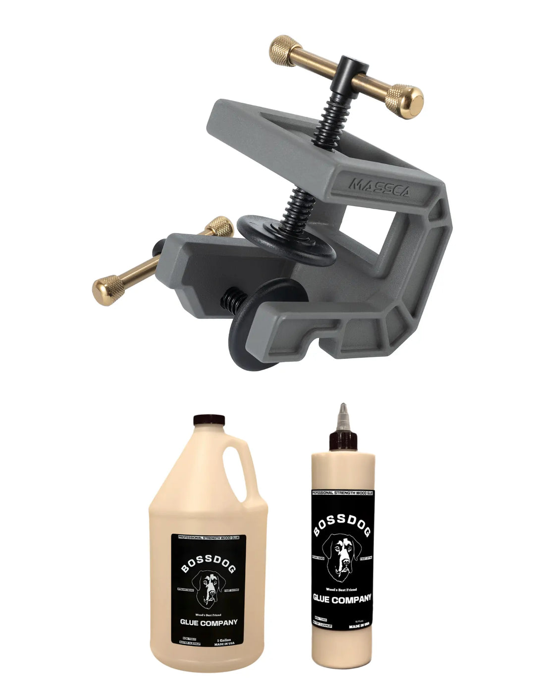 Massca Dual Action Case Clamp + Boss Dog Wood Glue Combo Massca Products