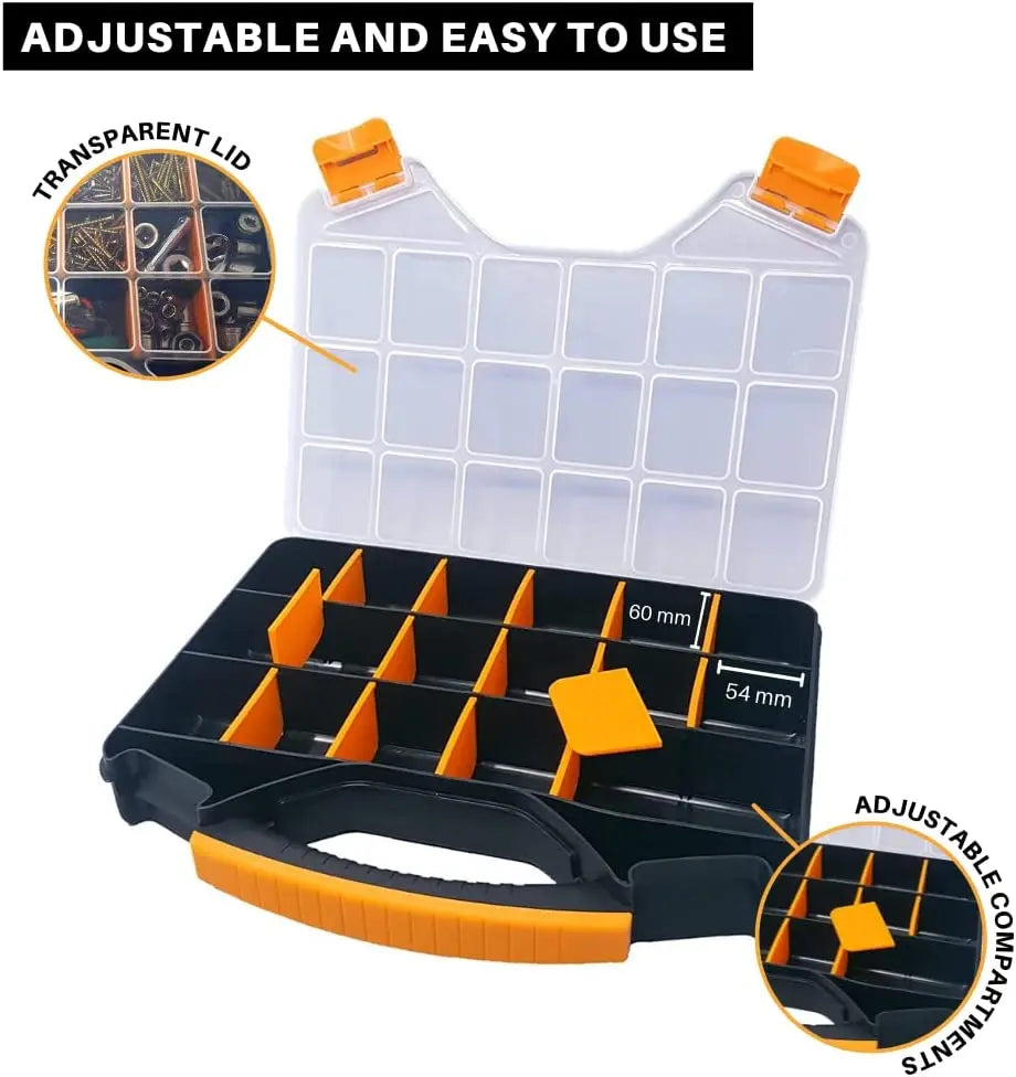 Hardware Organizer box with dividers - 18 Compartments. Massca products