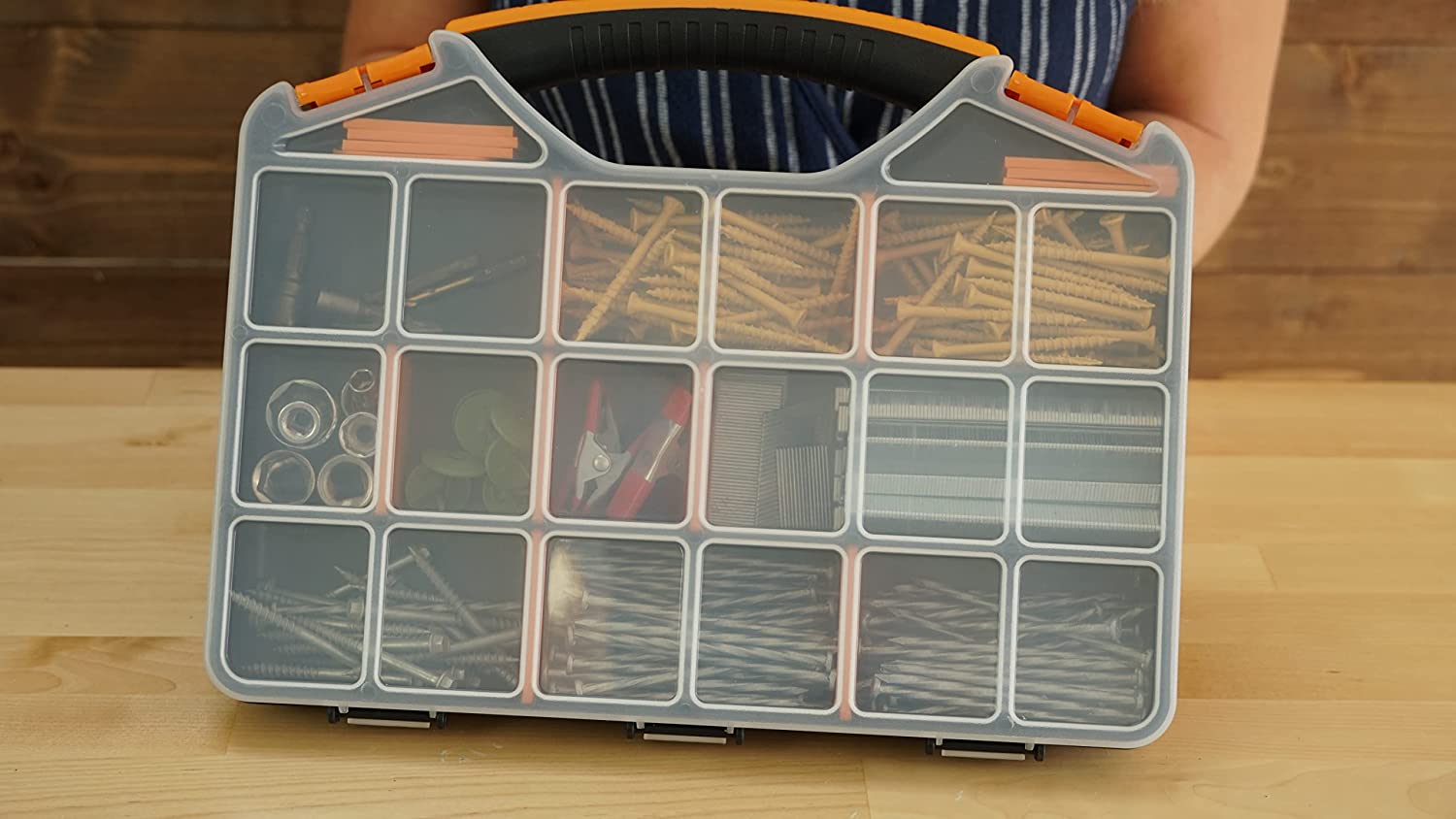 Large Plastic Organizer Box, 18 compartments - Pegasus Auto Racing Supplies