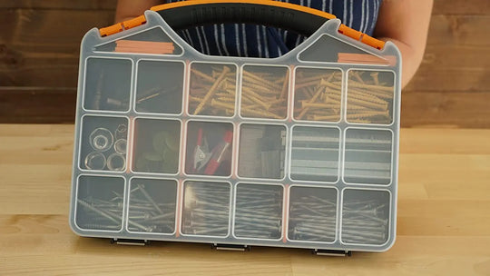 Hardware Organizer box with dividers - 18 Compartments. - Massca
