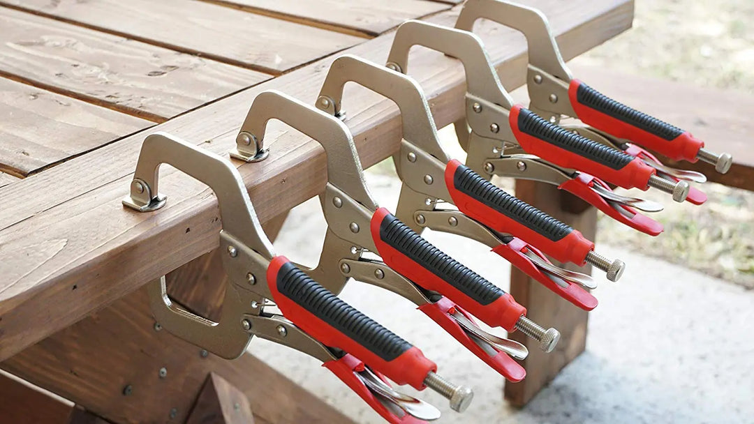 Massca Locking Face Clamp | Heavy Duty C-Clamps with Swivel Pads | Made from Strong High-Grade Carbon Steel for Home &amp; Workshop Use | 11 Inch