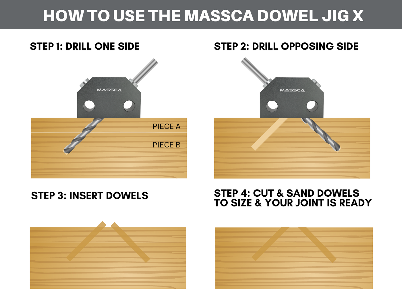 Massca Dowel Jig x for Angled Dowel Joints - MA-MA-DGX